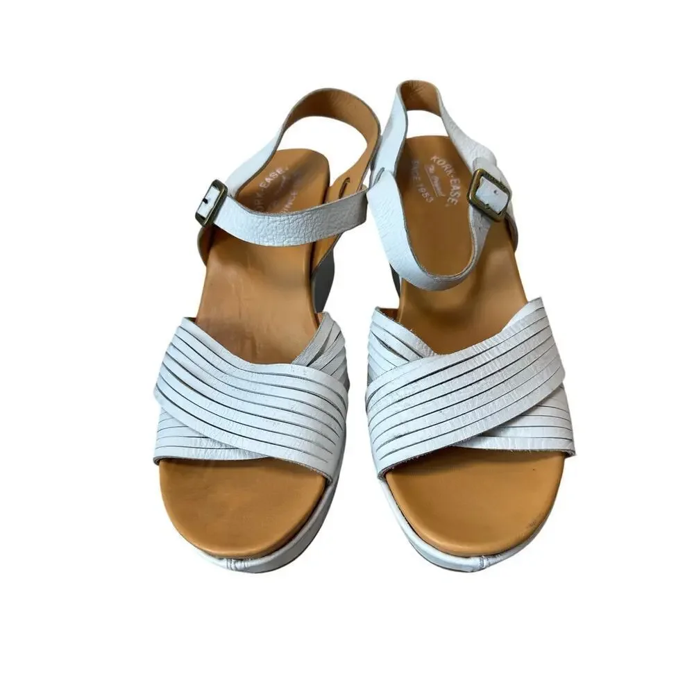 KORK-EASE Women's Sandals, size 12, White, strappy wedge platform shoes